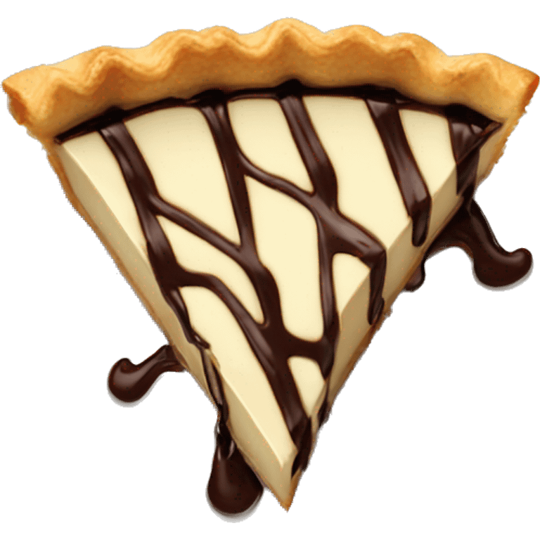 slice of pie with chocolate drizzled on top emoji