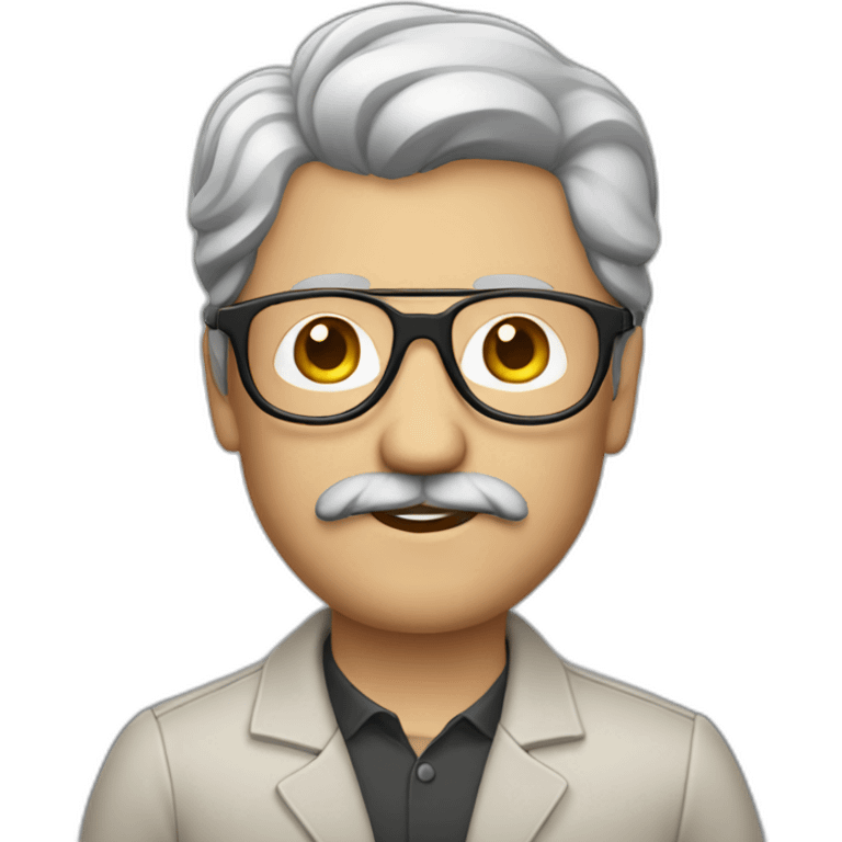 one brown-hair middle aged male designer with moustache glasses emoji