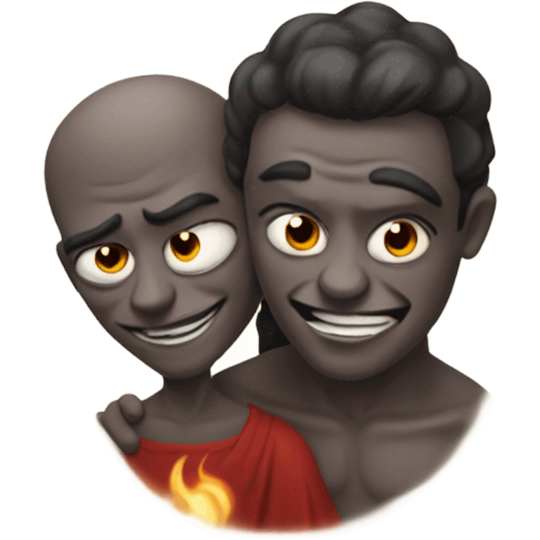 satan hugging god emoji