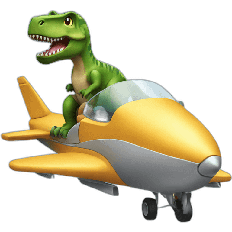 t-rex driving a jet emoji