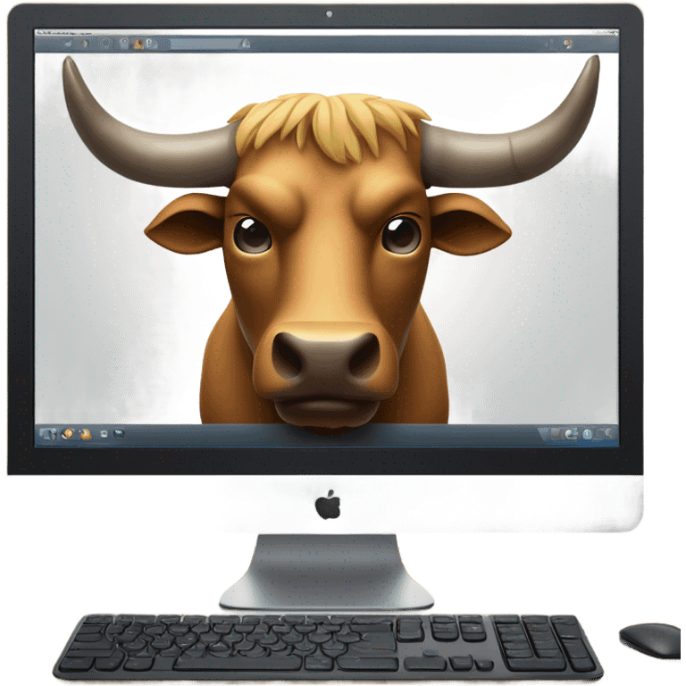 bull using computer emoji