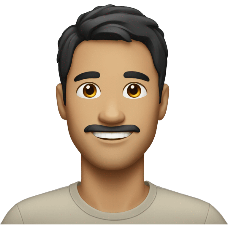 man with short black hair, no beard, smiling emoji