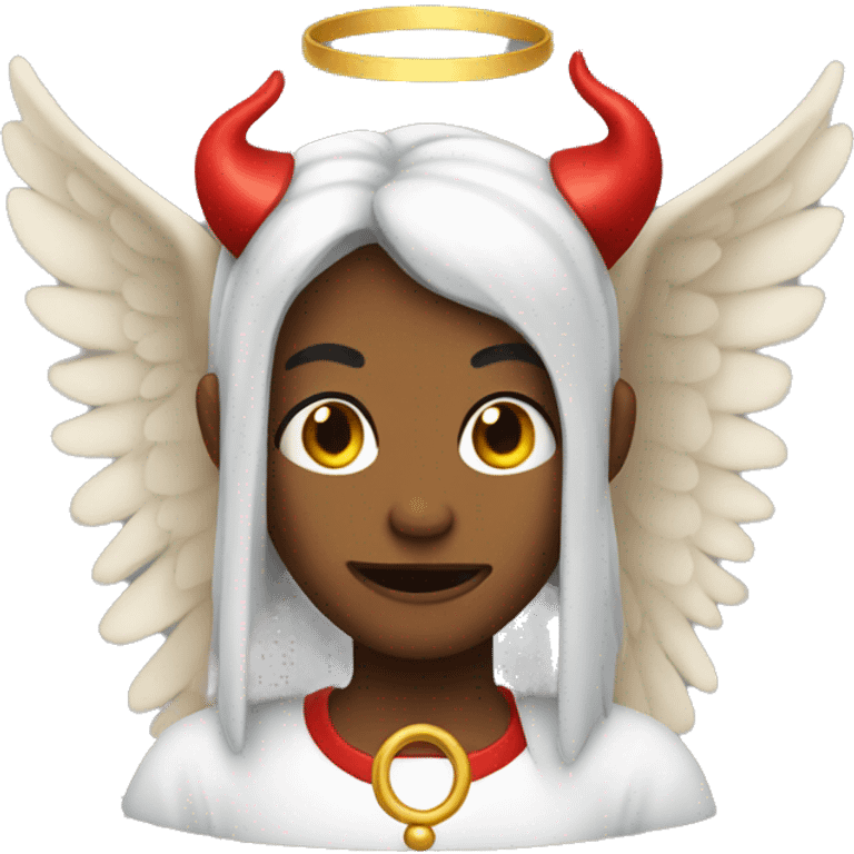 Angel wearing devil horns emoji