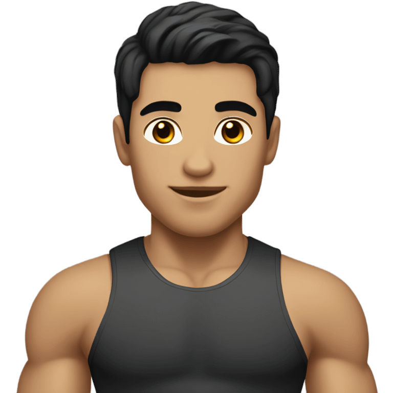 Fitness guy with black hair and light skin tone  emoji