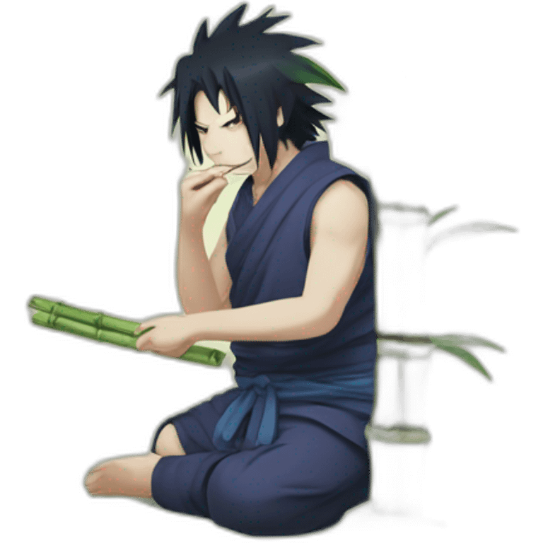 Sasuke Uchiha eating bamboo emoji