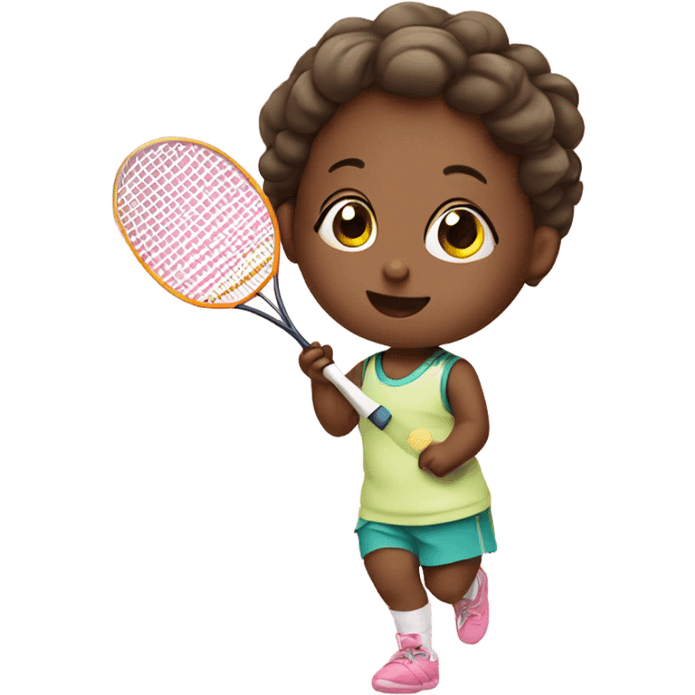 Cute baby girl playing badminton  emoji