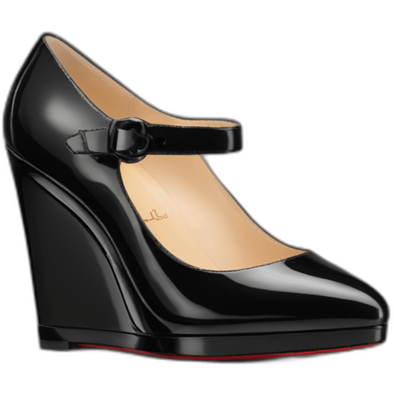 WEDGE heel LOUBOUTIN black leather PATENT emoji