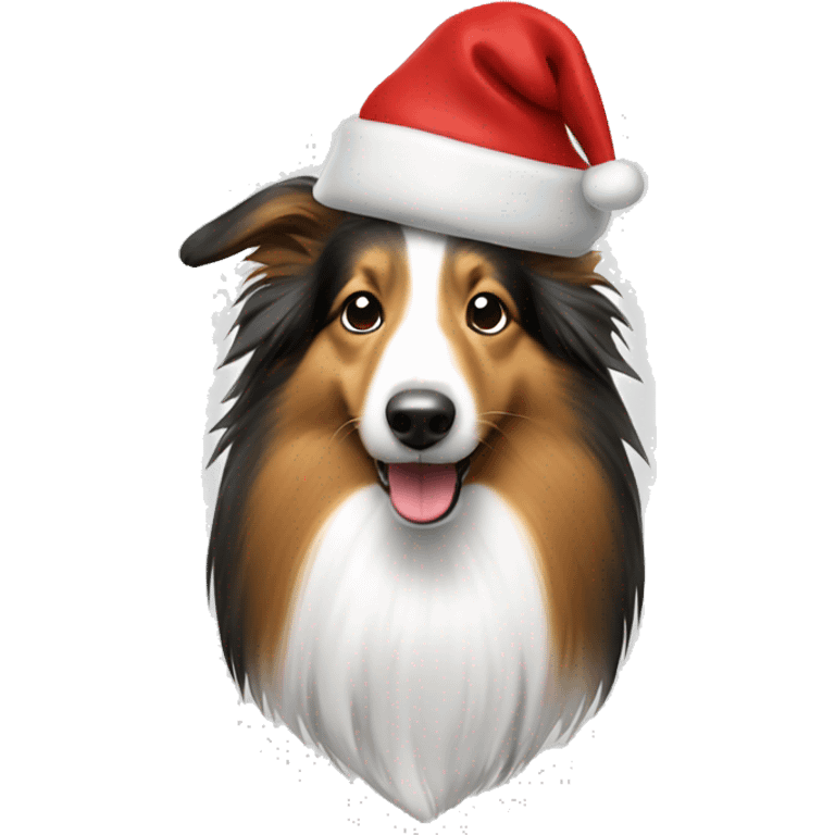 Sheltie dog with Christmas hat emoji