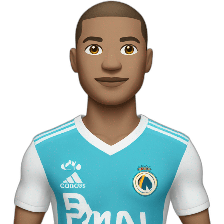 Mbappé with a Marseille jersey  emoji