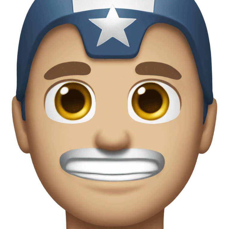 Captain America smiling head WHITE EYES emoji