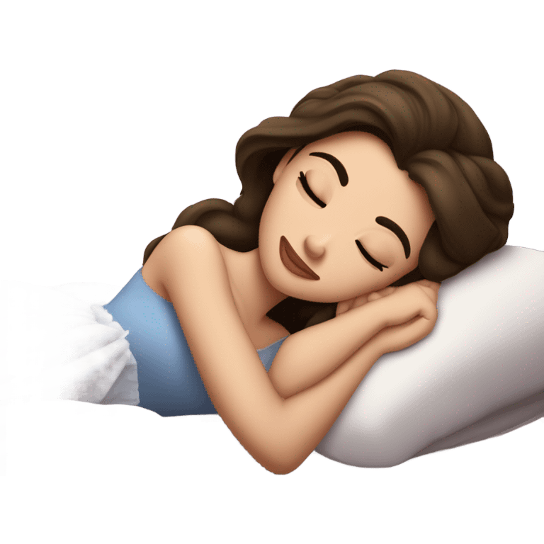 Sleeping brunette beauty princess Disney, bed, white skin emoji