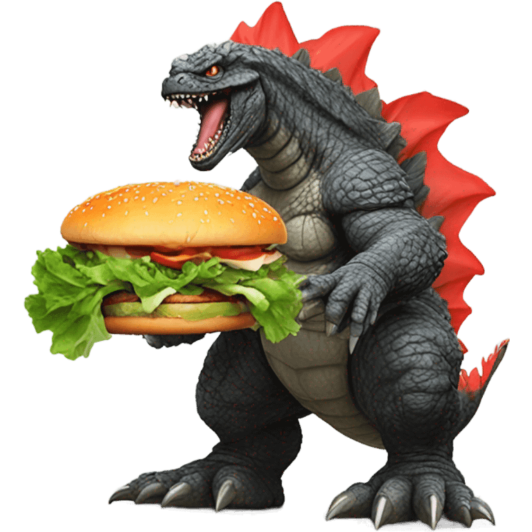 Godzilla eating a burger  emoji