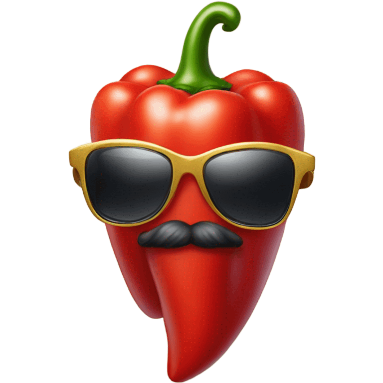 Red pepper with Mantel and sunglasses and necklace emoji