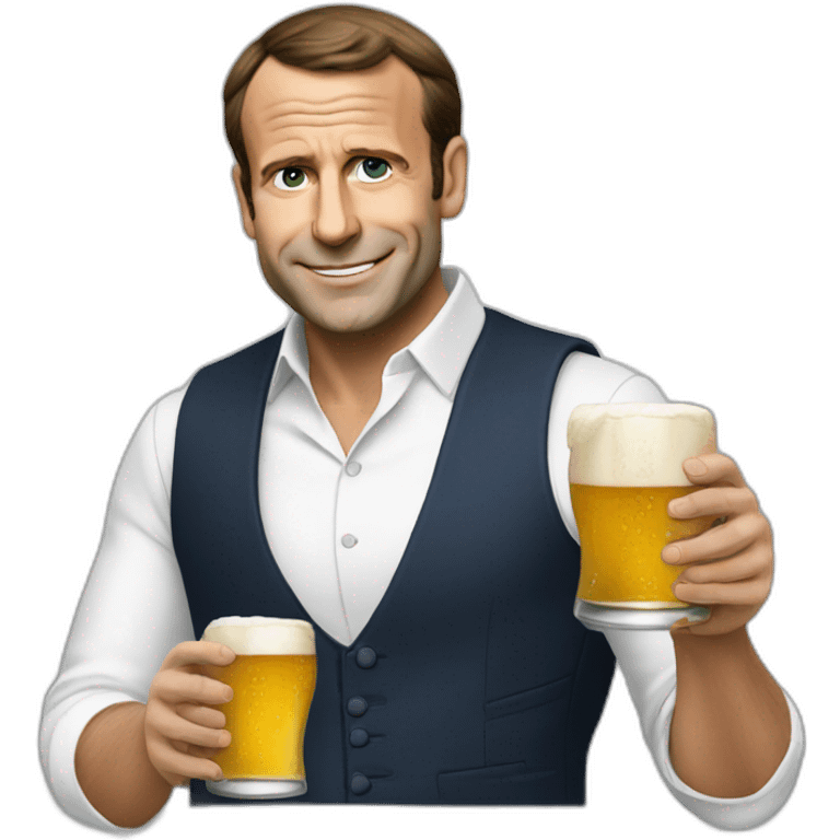 Macron, qui boit bière emoji