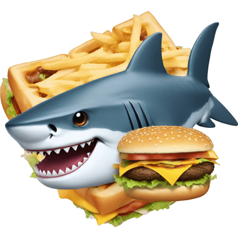 Shark with a cheeseburger emoji