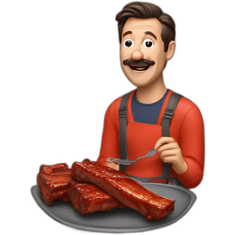 Ted lasso eating bbq ribs emoji