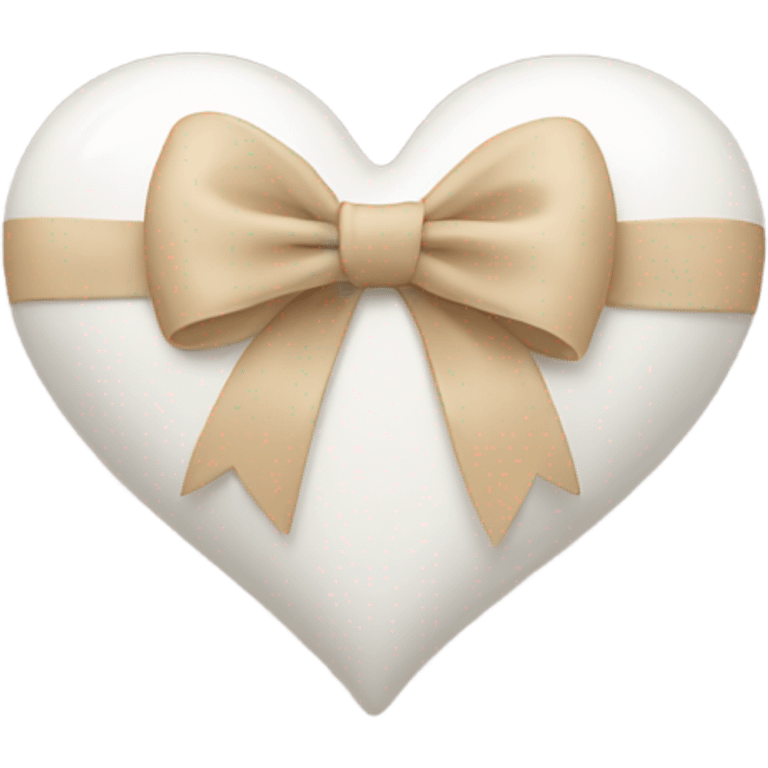 white heart with beige bow emoji