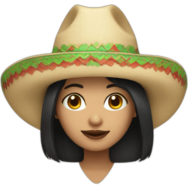 White Black hair woman with mexican hat emoji