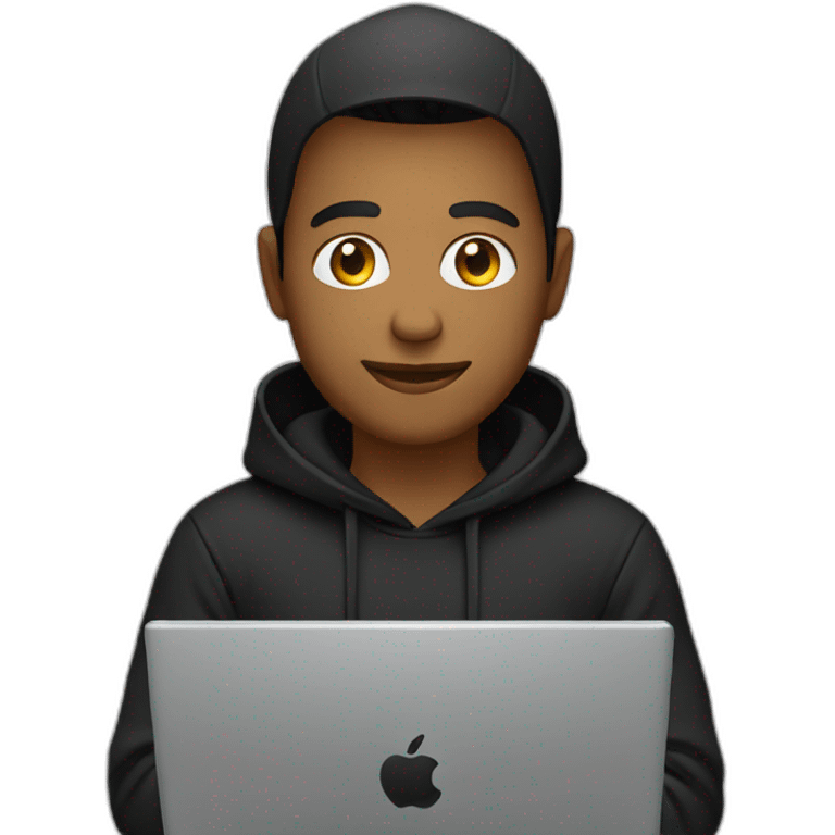 web developer in black hoodie with laptop emoji