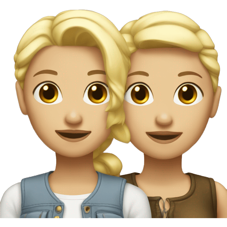 A blonde and brunette lesbian couple  emoji