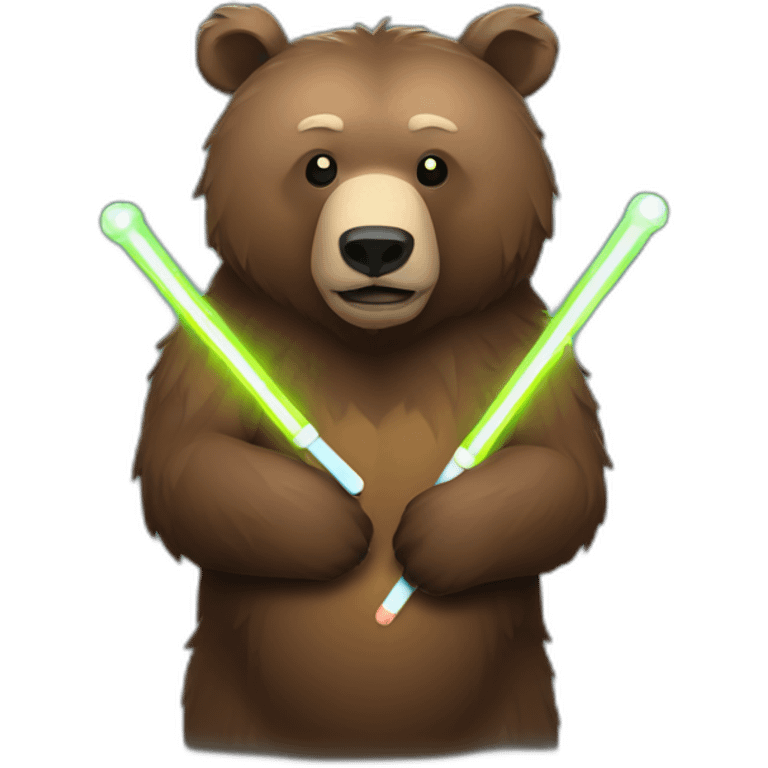 Grizzly with 2 glow sticks emoji