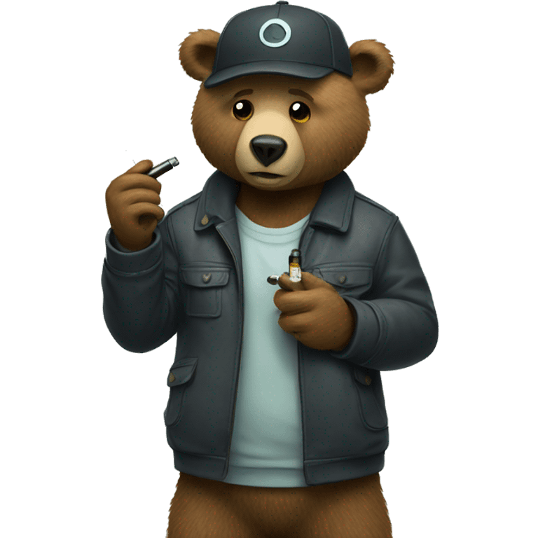 bear holding a vape emoji