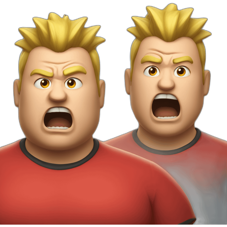 angry fat guy with a red shirt and a mohawk yelling emoji