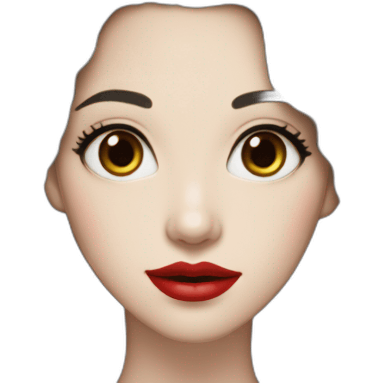 Beautiful woman,Black hair,wavy hair，long hair,White skin,oval face,big eyes,Blackeyes,Red lips,Chinese emoji