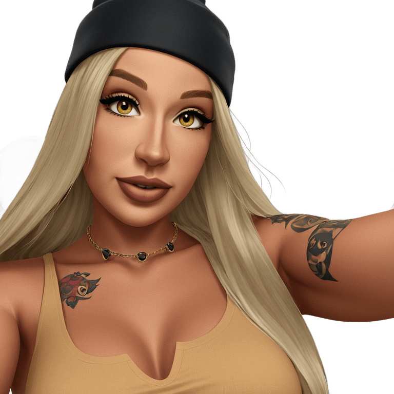 blonde girl with hat and tattoos emoji