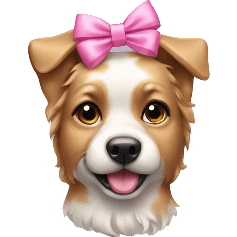 Dog wearing a pink bow emoji