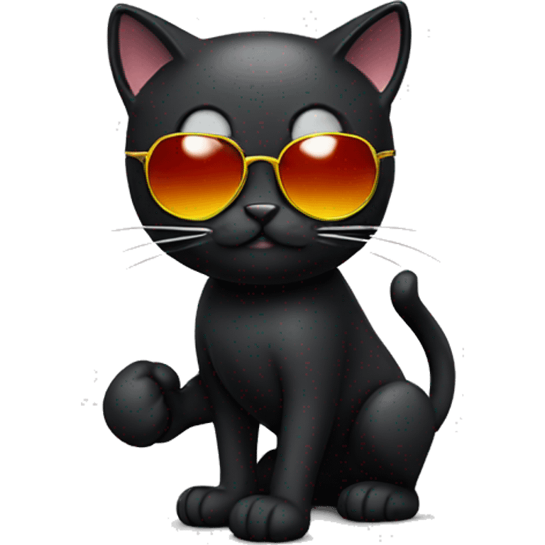 Black cat boxing with sunglasses emoji