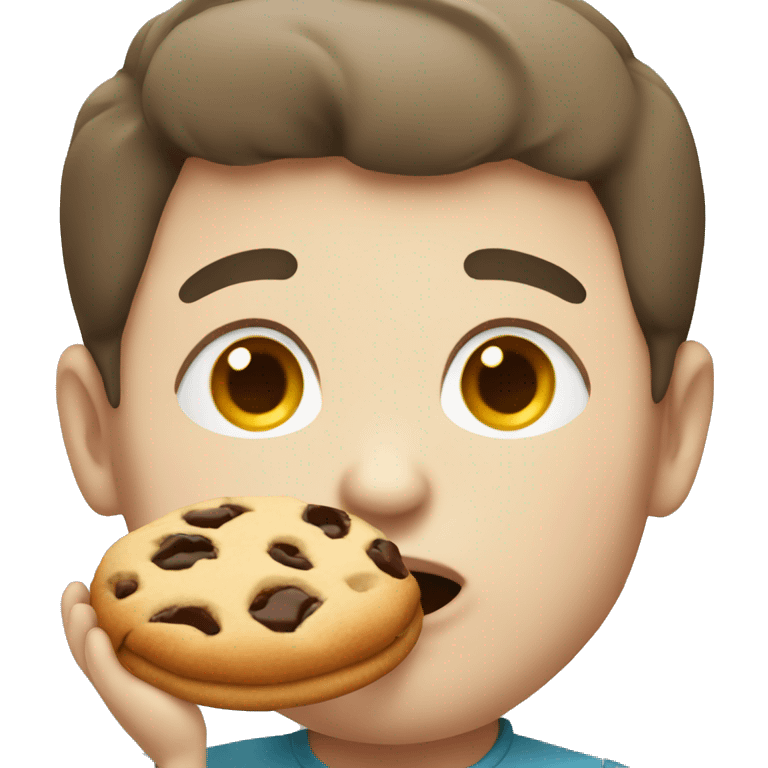 Very chubby boy eating a cookie emoji