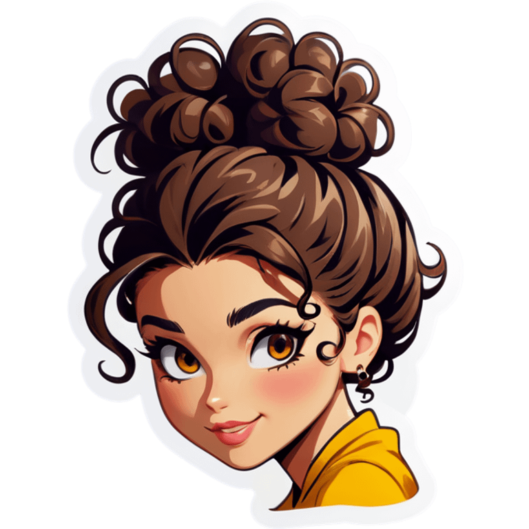 Curly hair messy bun  emoji