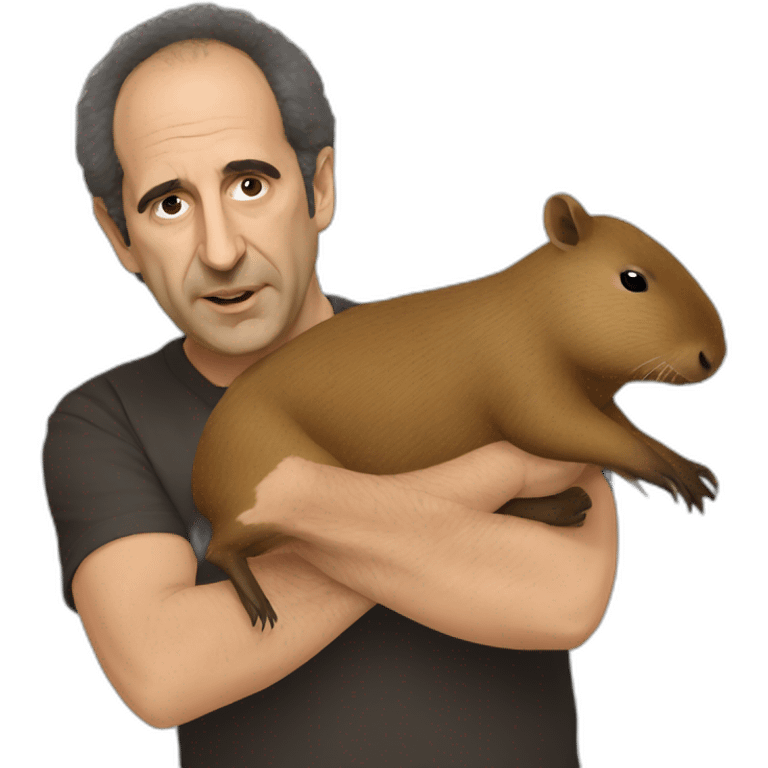 Armando Iannucci fighting a capybara emoji