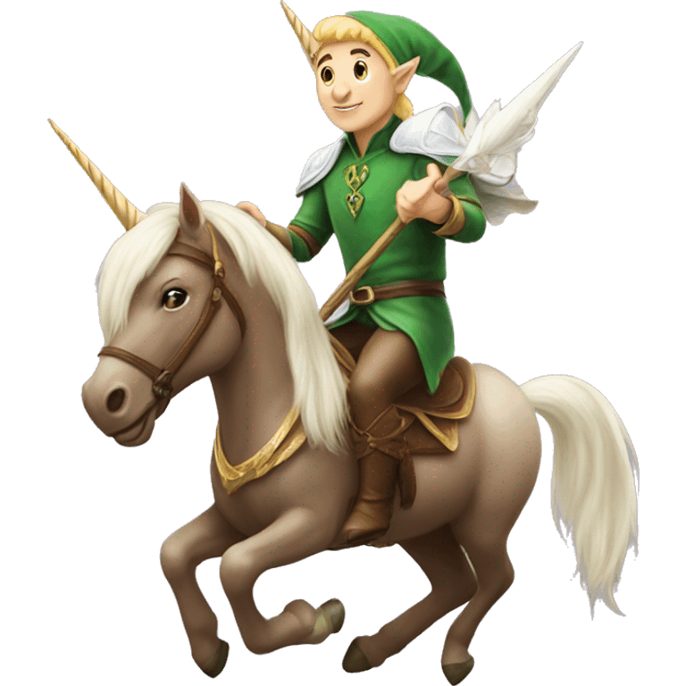 An elf riding a unicorn emoji