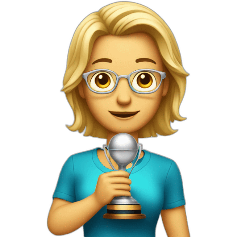 television game show host, lost in thought, holding a trophy emoji