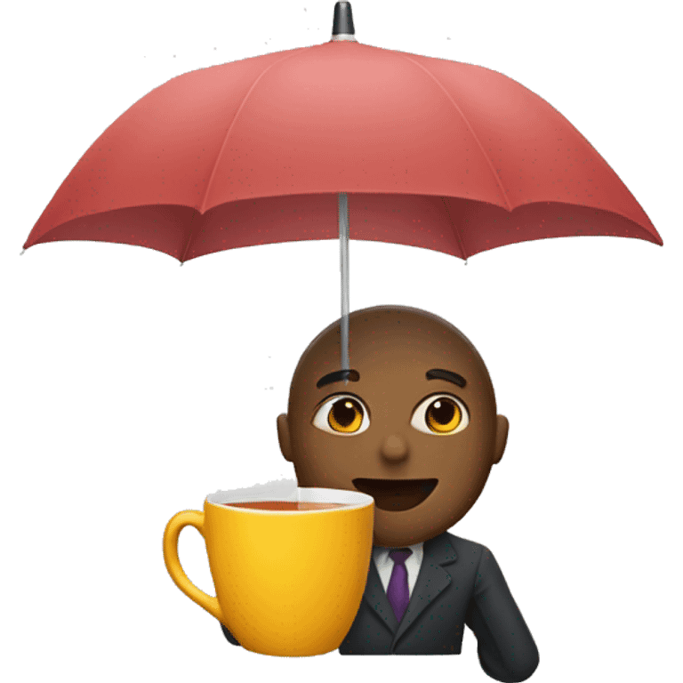 drinking tea in the umbrella emoji