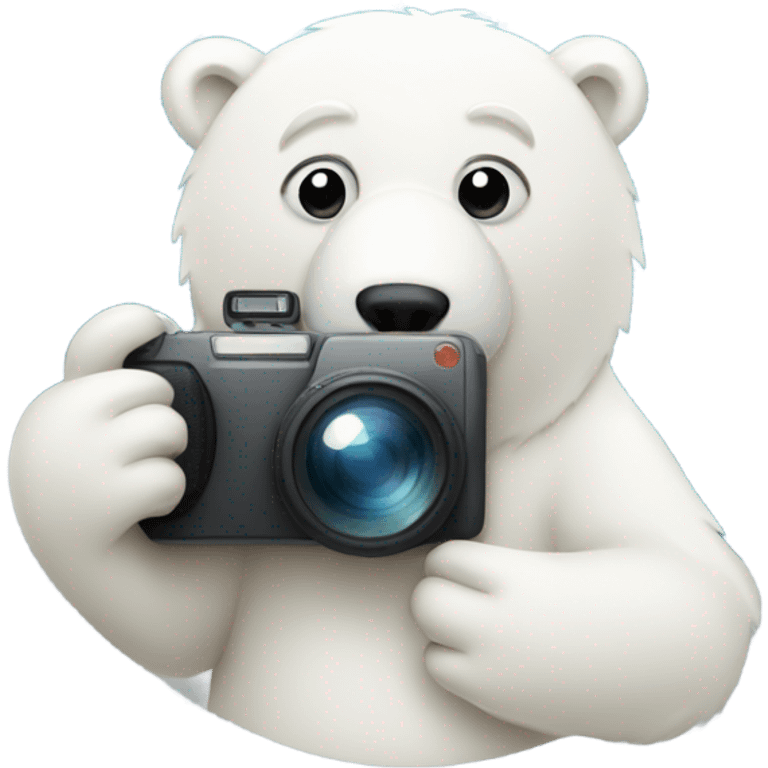 Polar bear with a camera and long lense emoji