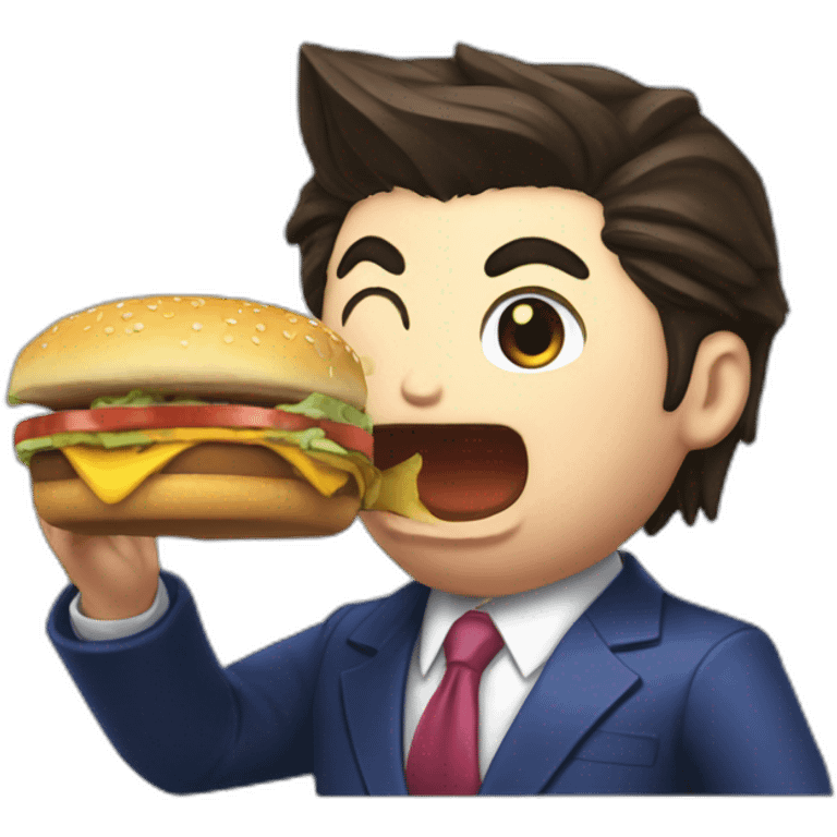 Phoenix Wright eating a burger emoji