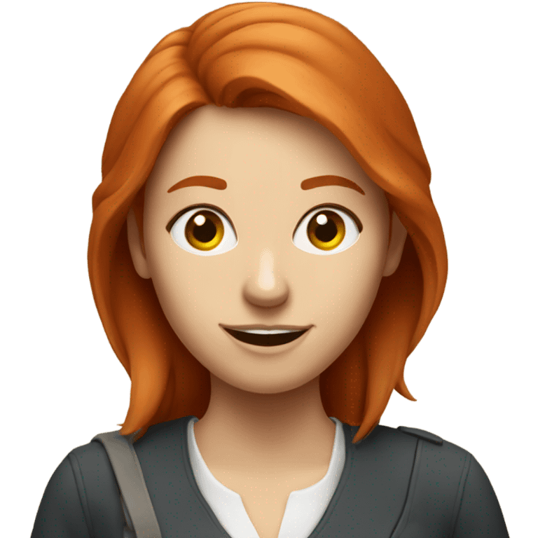 Smart, redheaded woman using a calculator emoji