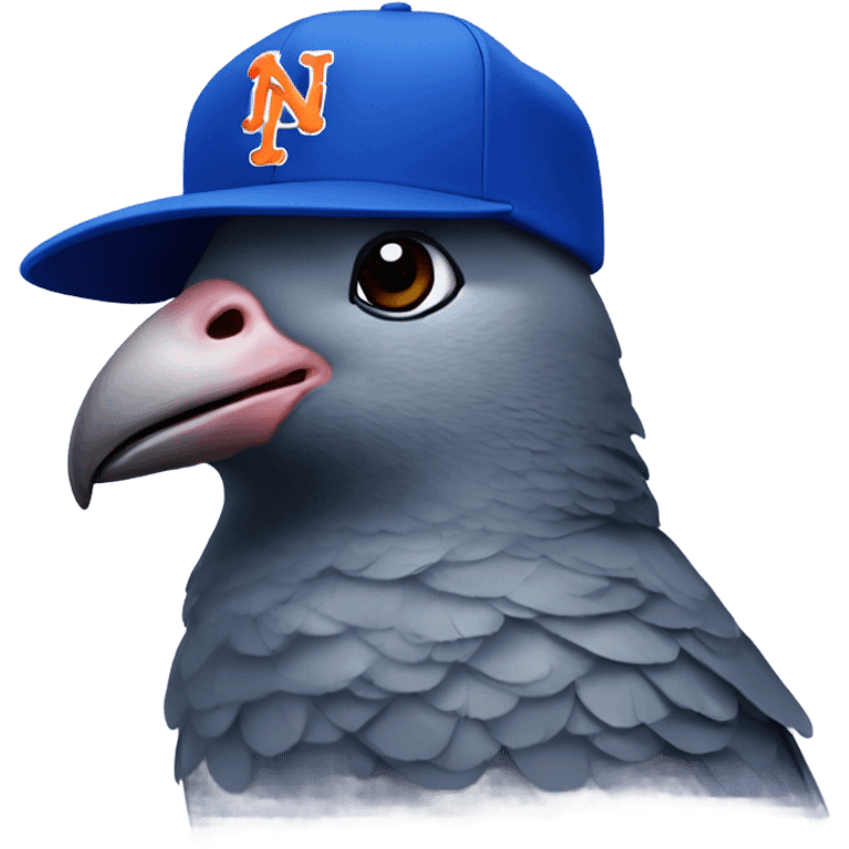 Pigeon with a New York Mets hat on its head  emoji