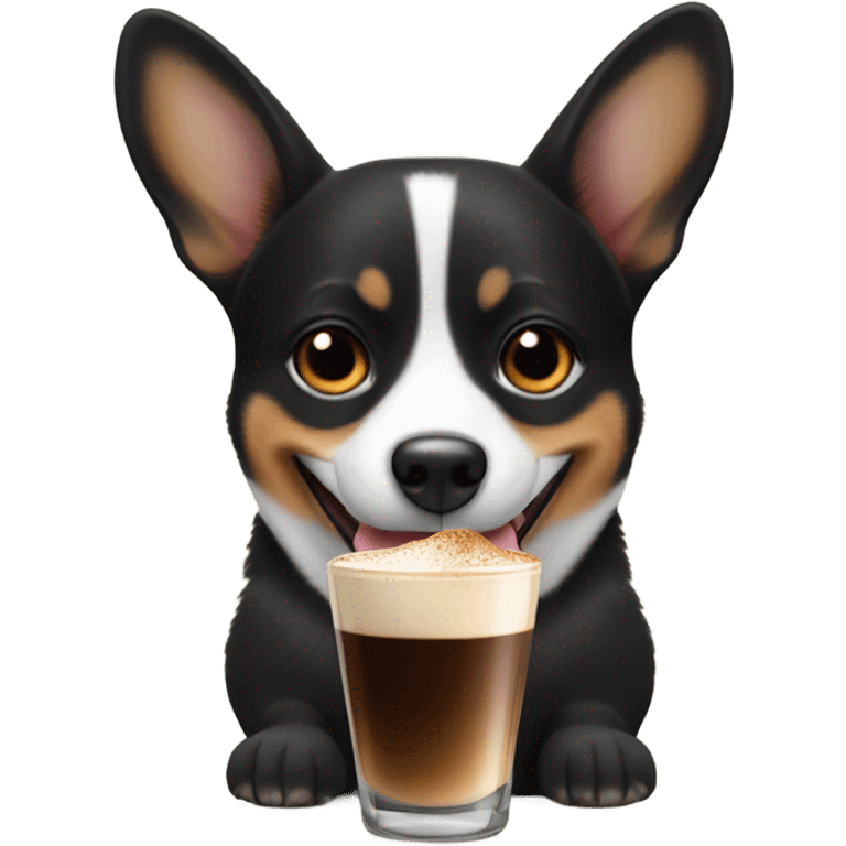 Black corgi holding an espresso martini  emoji