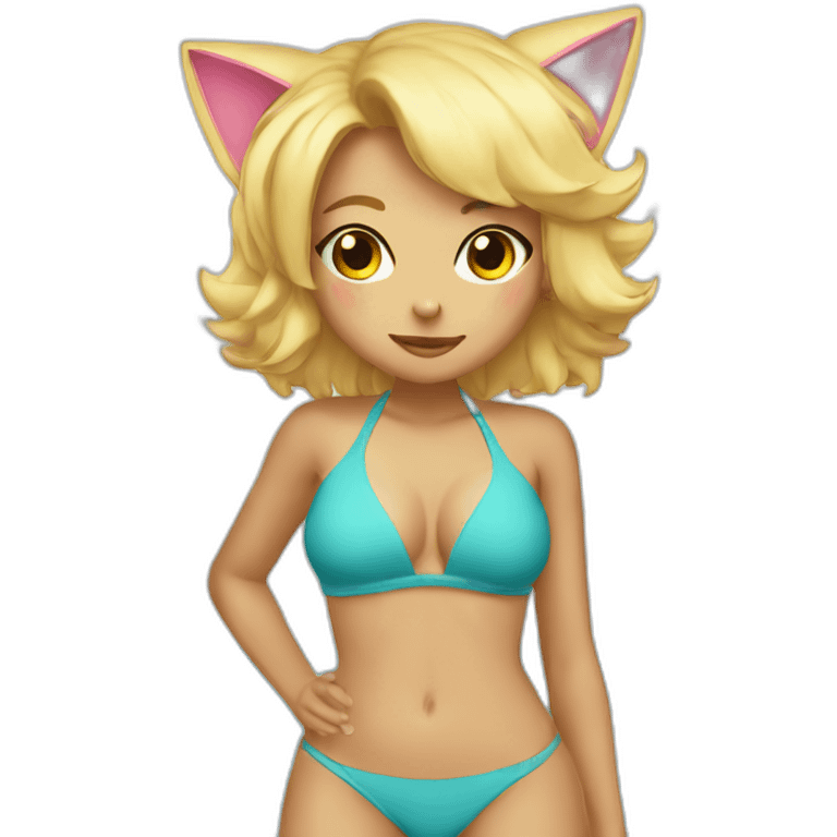 hot catgirl blonde swim suit emoji