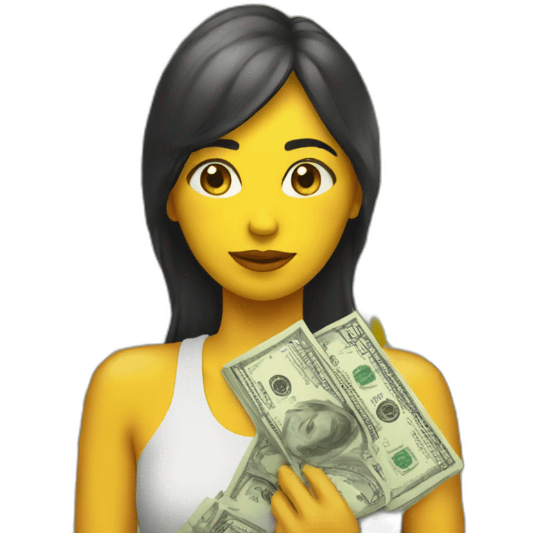 chica con un dolar emoji