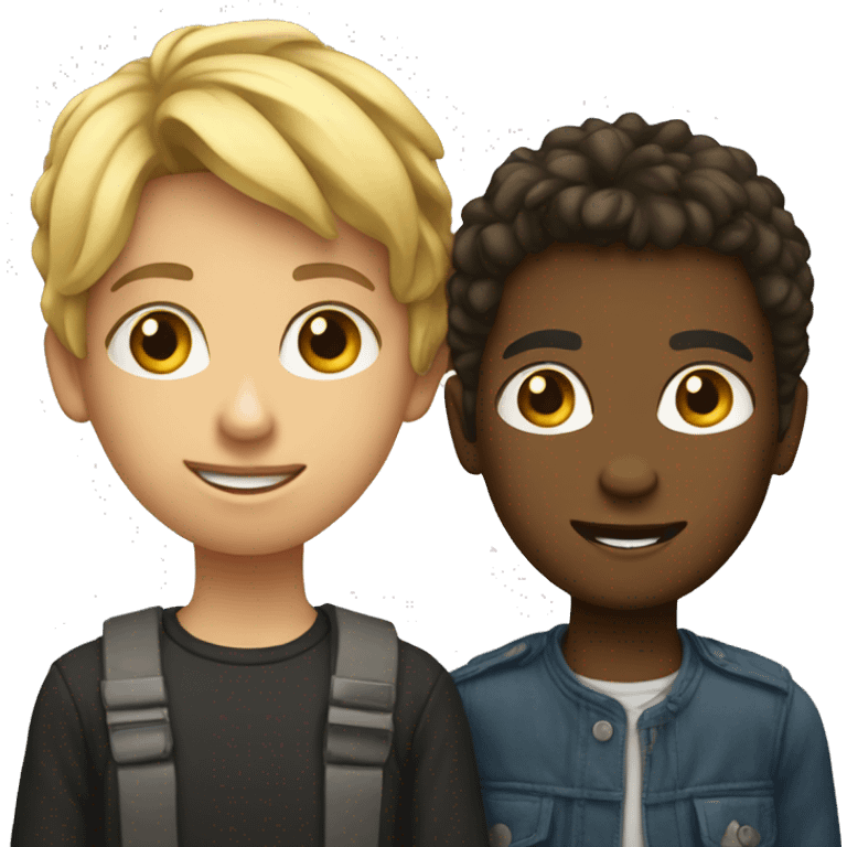 two young people taling emoji