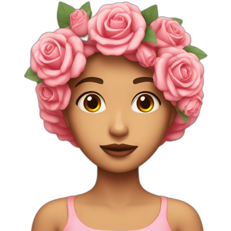 Chica con un ramo de rosas emoji