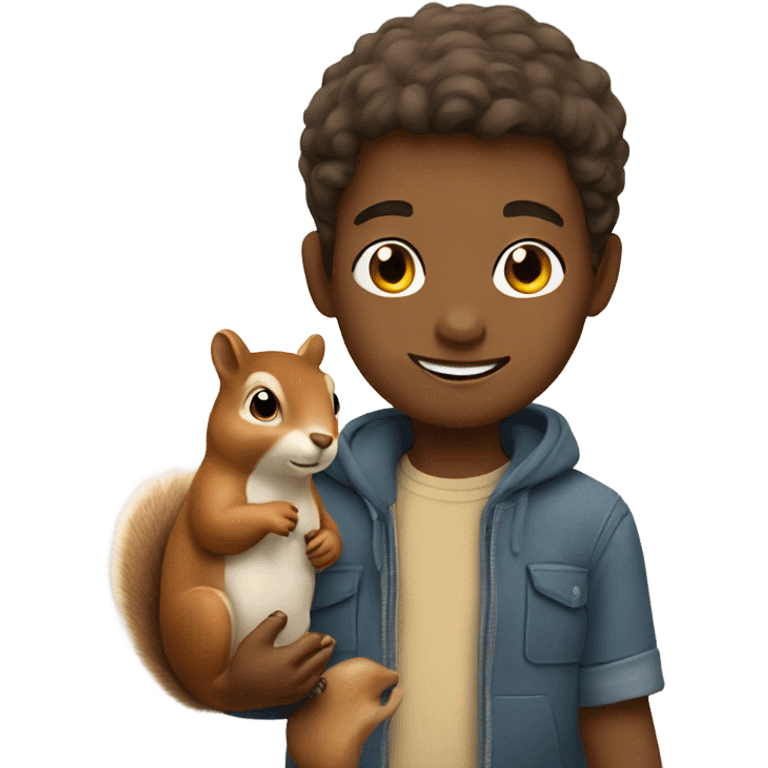 Boy holding squirrel  emoji