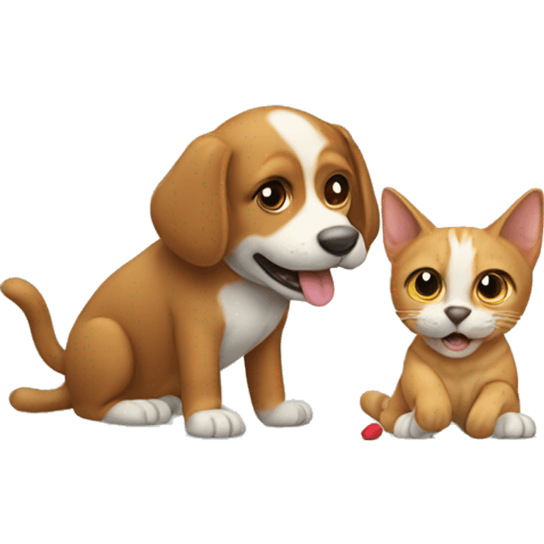 Cat and dog playing  emoji