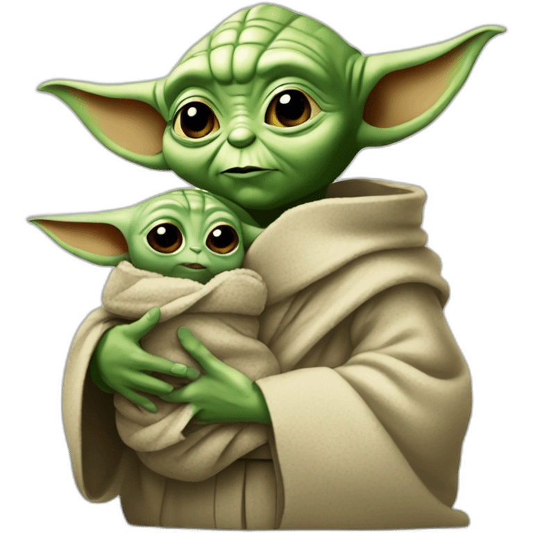 Yoda holding baby Yoda emoji