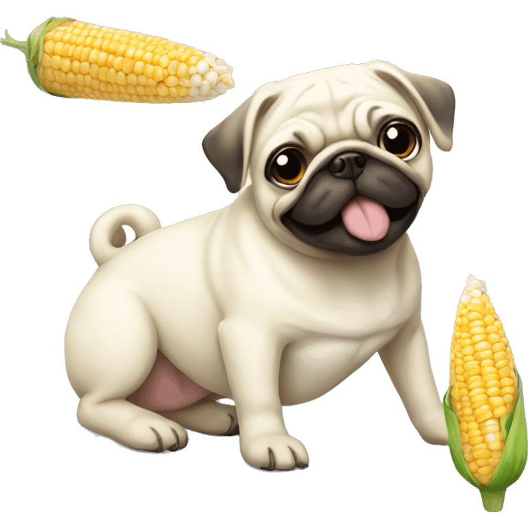 White pug corn emoji